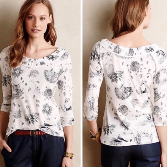 Anthropologie Tops - Anthropologie Postmark Creature Comforts top